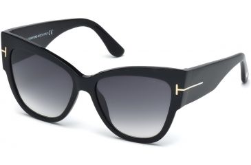 Image of Tom Ford FT0371 Sunglasses - Shiny Black Frame Color, Gradient Smoke Lens Color