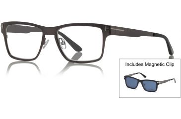 Image of Tom Ford FT5475 Eyeglass Frames - Shiny Dark Ruthenium Frame Color, Blue Lens Color