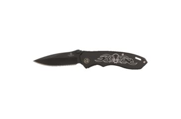 Image of Tomahawk Black Onyx Skull Tailwind, 2 1/2in Blade With The Slightest Nudge Of The Thumb Stud, 6061 Anodized Aluminum Handle, UC2801