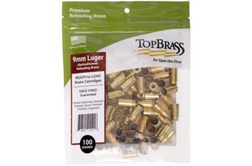 Image of Top Brass 9mm Luger Reconditioned Brass, 100 Count, Pouch, 6B9MMLUGXY-100