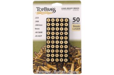 Image of Top Brass 9mm Luger Reconditioned Brass, 50 Count, w/Tray, 6B9MMLUGXY-50