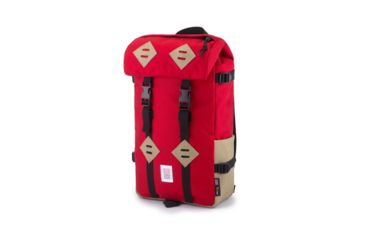 Image of Topo Designs Klettersack Backpack, 25L, Red/Khaki Leather, TDKSS18RD/KHLT