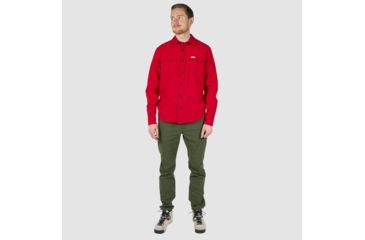 Image of Topo Designs Mountain Solid Shirt - Men's,Twill Flannel, Straight Fit, Red, Small TDMMSSLF19RDSM
