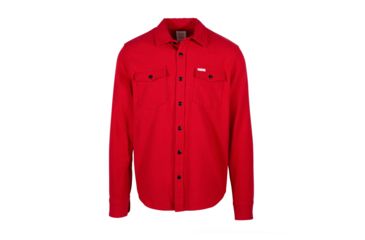 Image of Topo Designs Mountain Solid Shirt - Men's,Twill Flannel, Straight Fit, Red, Small TDMMSSLF19RDSM