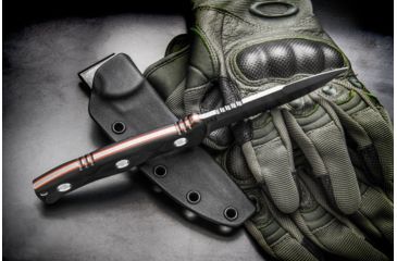 Image of Tops Knives Al Mar Mini Sere Operator, Fixed Blade Knif, 4 in, Tumble Blade Finish, 154cm RC 58-60 Cryo Treated Steel, Black G10 Handle, AMAR-01