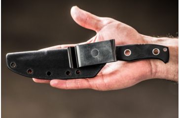 Image of Tops Knives Al Mar Mini Sere Operator, Fixed Blade Knif, 4 in, Tumble Blade Finish, 154cm RC 58-60 Cryo Treated Steel, Black G10 Handle, AMAR-01