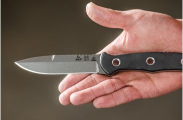 Image of Tops Knives Al Mar Mini Sere Operator, Fixed Blade Knif, 4 in, Tumble Blade Finish, 154cm RC 58-60 Cryo Treated Steel, Black G10 Handle, AMAR-01