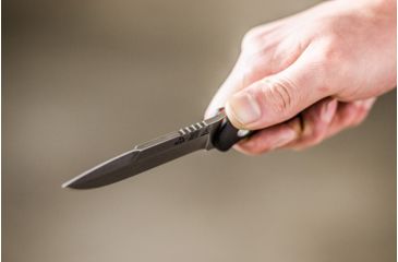 Image of Tops Knives Al Mar Mini Sere Operator, Fixed Blade Knif, 4 in, Tumble Blade Finish, 154cm RC 58-60 Cryo Treated Steel, Black G10 Handle, AMAR-01