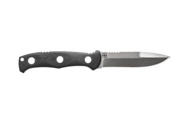 Image of Tops Knives Al Mar Mini Sere Operator, Fixed Blade Knif, 4 in, Tumble Blade Finish, 154cm RC 58-60 Cryo Treated Steel, Black G10 Handle AMAR-01