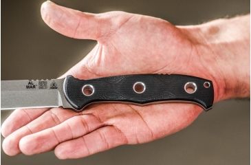 Image of Tops Knives Al Mar Mini Sere Operator, Fixed Blade Knif, 4 in, Tumble Blade Finish, 154cm RC 58-60 Cryo Treated Steel, Black G10 Handle AMAR-01