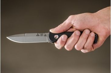 Image of Tops Knives Al Mar Mini Sere Operator, Fixed Blade Knif, 4 in, Tumble Blade Finish, 154cm RC 58-60 Cryo Treated Steel, Black G10 Handle AMAR-01