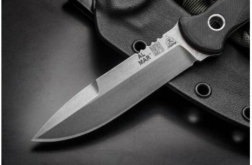 Image of Tops Knives Al Mar Mini Sere Operator, Fixed Blade Knif, 4 in, Tumble Blade Finish, 154cm RC 58-60 Cryo Treated Steel, Black G10 Handle AMAR-01