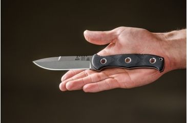 Image of Tops Knives Al Mar Mini Sere Operator, Fixed Blade Knif, 4 in, Tumble Blade Finish, 154cm RC 58-60 Cryo Treated Steel, Black G10 Handle AMAR-01