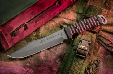 Image of Tops Knives Apache Dawn Rockies Edition Fixed Blade Knife, 6.75 in, Tumble Blade Finish, 1095 RC 56-58 Steel, Black G10 Handle APAD-02