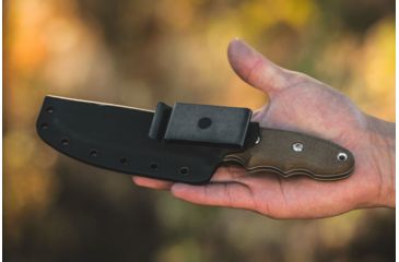Image of Tops Knives Backpacker's Bowie Fixed Blade Knife,4.5in,1095 RC 56-58 Steel,Tumble Blade,Green Canvas Micarta Handle, BPB-01