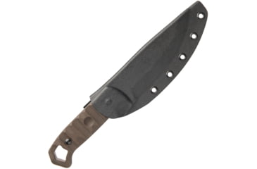 Image of TOPS Knives Brakimo Tungsten Fixed Blade Knife, 10in Overall, 5.25in Gray Tungsten Cerakote 1095HC Steel Blade, Green Canvas Micarta Handle, Kydex Belt Sheath, TPBRAK-02R