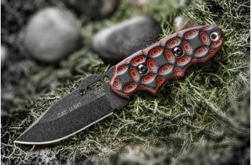 Image of Tops Knives CAT #200 S-Series Fixed Blade Knife, Red/Black, 3.25in, 200S-05