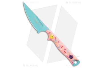 Image of TOPS Knives Dessert Scalpel Neck Fixed Blade Knife, 3.13in, 1095, Normal Blade, G10 Pink Handle, Blue/Pink, 7.00in, BHQ-192312