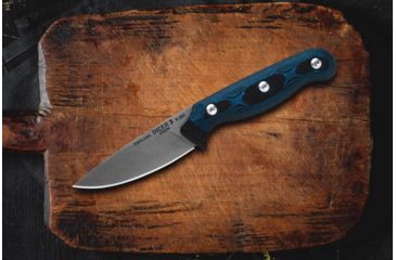 Image of TOPS Knives Dicer 3 Paring Kitchen Knife, 3.5in, CPM S35Vn Steel, Drop Point, Black Canvas Micarta/Blue-Black G10 Handle DCR3-01