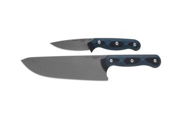 Image of TOPS Knives Dicer 8-3 Kitchen Knife Combo, 7.75in/3.5in, CPM S35Vn Steel, Drop Point, Black Canvas Micarta/Blue-Black G10 Handle DCR-83
