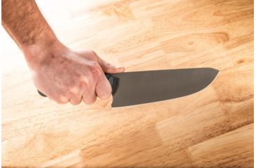 Image of TOPS Knives Dicer 8 Chef Kitchen Knife, 7.75in, CPM S35Vn Steel, Drop Point, Black Canvas Micarta/Blue-Black G10 Handle DCR8-01
