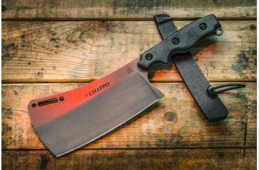 Image of Tops Knives El Chappo Fixed Blade Knif, 6 in Acid Rain Blade, 1095 RC 56-58 Steel, Black Canvas Micarta Handle, ECHA-02