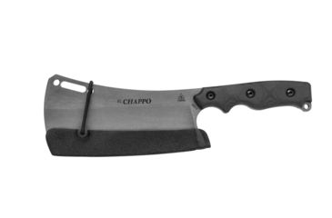 Image of Tops Knives El Chappo Fixed Blade Knif, 6 in Acid Rain Blade, 1095 RC 56-58 Steel, Black Canvas Micarta Handle, ECHA-02