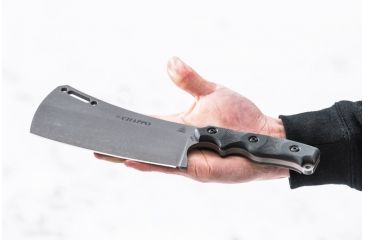 Image of Tops Knives El Chappo Fixed Blade Knif, 6 in Acid Rain Blade, 1095 RC 56-58 Steel, Black Canvas Micarta Handle ECHA-02