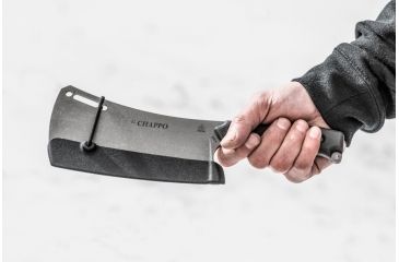 Image of Tops Knives El Chappo Fixed Blade Knif, 6 in Acid Rain Blade, 1095 RC 56-58 Steel, Black Canvas Micarta Handle ECHA-02