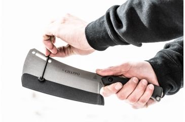 Image of Tops Knives El Chappo Fixed Blade Knif, 6 in Acid Rain Blade, 1095 RC 56-58 Steel, Black Canvas Micarta Handle ECHA-02