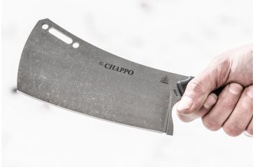 Image of Tops Knives El Chappo Fixed Blade Knif, 6 in Acid Rain Blade, 1095 RC 56-58 Steel, Black Canvas Micarta Handle ECHA-02