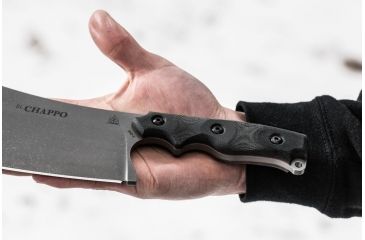 Image of Tops Knives El Chappo Fixed Blade Knif, 6 in Acid Rain Blade, 1095 RC 56-58 Steel, Black Canvas Micarta Handle ECHA-02