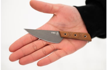 Image of TOPS Knives Frog Market Special Mini Fixed Blade Knife, 3.25in, 1095 Steel, Wharncliffe, Tan Canvas Micarta Handle, FMSM-02