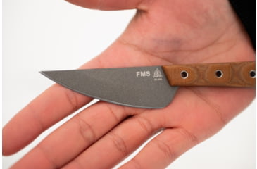 Image of TOPS Knives Frog Market Special Mini Fixed Blade Knife, 3.25in, 1095 Steel, Wharncliffe, Tan Canvas Micarta Handle, FMSM-02
