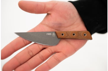 Image of TOPS Knives Frog Market Special Mini Fixed Blade Knife, 3.25in, 1095 Steel, Wharncliffe, Tan Canvas Micarta Handle, FMSM-02