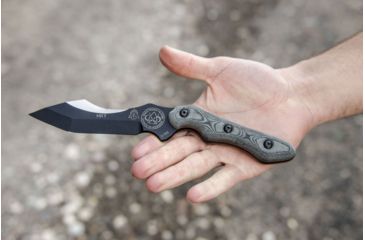Image of Tops Knives HKT Hunter Killer Tracker,5in Carbon, Black Linen Micarta Handle Fixed Blade Knife,5in,Carbon Steel Blade,Black Linen Micarta Handle TPHKT01