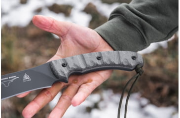 Image of Tops Knives Longhorn Bowie Micarta Fixed Blade Knife, w/Black River Wash and RMT, Black, 6.75in, LONGB-06