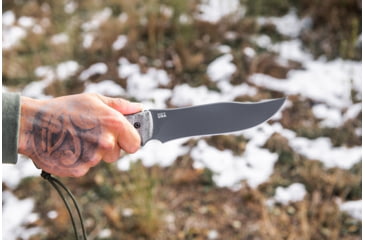 Image of Tops Knives Longhorn Bowie Micarta Fixed Blade Knife, w/Black River Wash and RMT, Black, 6.75in, LONGB-06