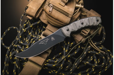Image of Tops Knives Longhorn Bowie Micarta Fixed Blade Knife, w/Black River Wash and RMT, Black, 6.75in, LONGB-06