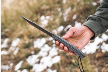 Image of Tops Knives Longhorn Bowie Micarta Fixed Blade Knife, w/Black River Wash and RMT, Black, 6.75in, LONGB-06