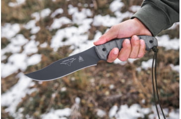 Image of Tops Knives Longhorn Bowie Micarta Fixed Blade Knife, w/Black River Wash and RMT, Black, 6.75in, LONGB-06