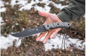 Image of Tops Knives Longhorn Bowie Micarta Fixed Blade Knife, w/Black River Wash and RMT, Black, 6.75in, LONGB-06