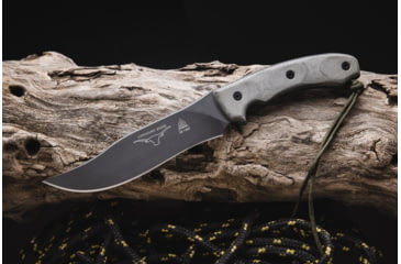 Image of Tops Knives Longhorn Bowie Micarta Fixed Blade Knife, w/Black River Wash, Black, 6.75in, LONGB-05