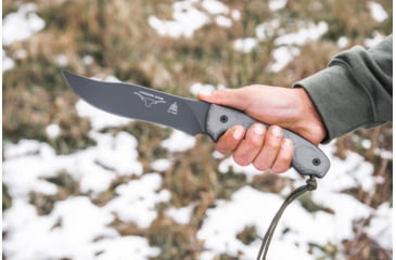 Image of Tops Knives Longhorn Bowie Micarta Fixed Blade Knife, w/Black River Wash, Black, 6.75in, LONGB-05