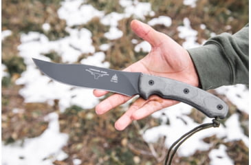 Image of Tops Knives Longhorn Bowie Micarta Fixed Blade Knife, w/Black River Wash, Black, 6.75in, LONGB-05