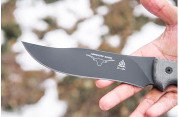 Image of Tops Knives Longhorn Bowie Micarta Fixed Blade Knife, w/Black River Wash, Black, 6.75in, LONGB-05