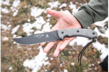 Image of Tops Knives Longhorn Bowie Micarta Fixed Blade Knife, w/Black River Wash, Black, 6.75in, LONGB-05