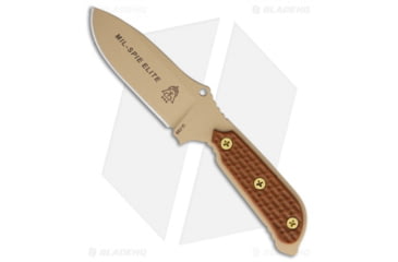 Image of TOPS Knives Mil-Spie Elite Fixed Blade Knife, 4.00in, 1095, Drop Point Blade, Micarta Tan Handle, Tan/Tan, 8.00in, BHQ-63674