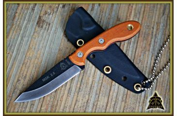 Image of Tops Knives Mini Scandi Fixed Blade Knife,3in,Carbon Steel Blade,Tan Canvas Micarta Handle TPMSK25
