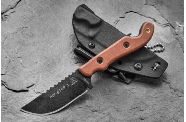 Image of Tops Knives Pit Stop 3 Fixed Blade Knife,3in,Carbon Steel Blade,Tan Canvas Micarta Handle TPPSK01